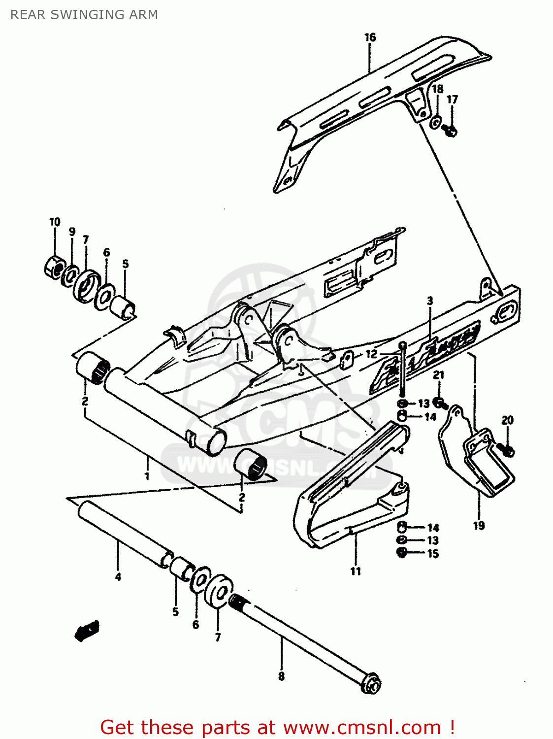 REAR SWINGING ARM DR650RSU 1991 (M) GERMANY (E22)