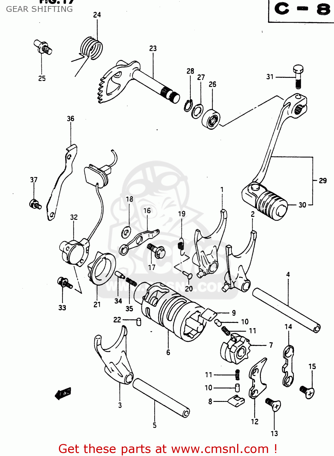 GEAR SHIFTING DR650RU 1990 (L) WGERMANY AUSTRALIA (E22 E24)