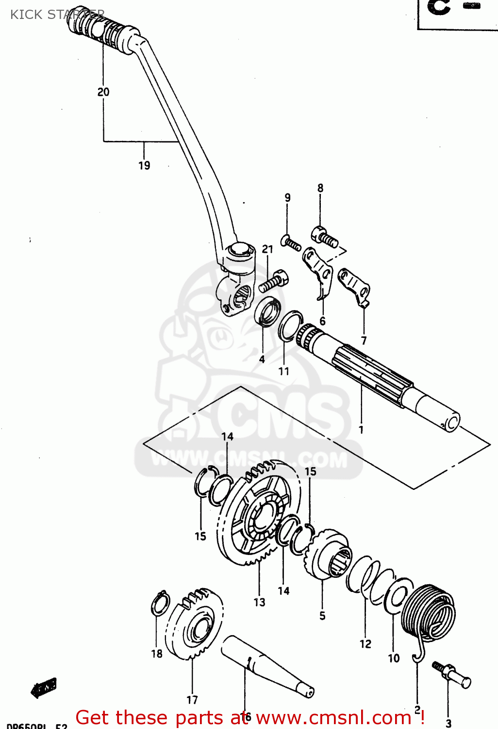 KICK STARTER DR650RU 1990 (L) WGERMANY AUSTRALIA (E22 E24)