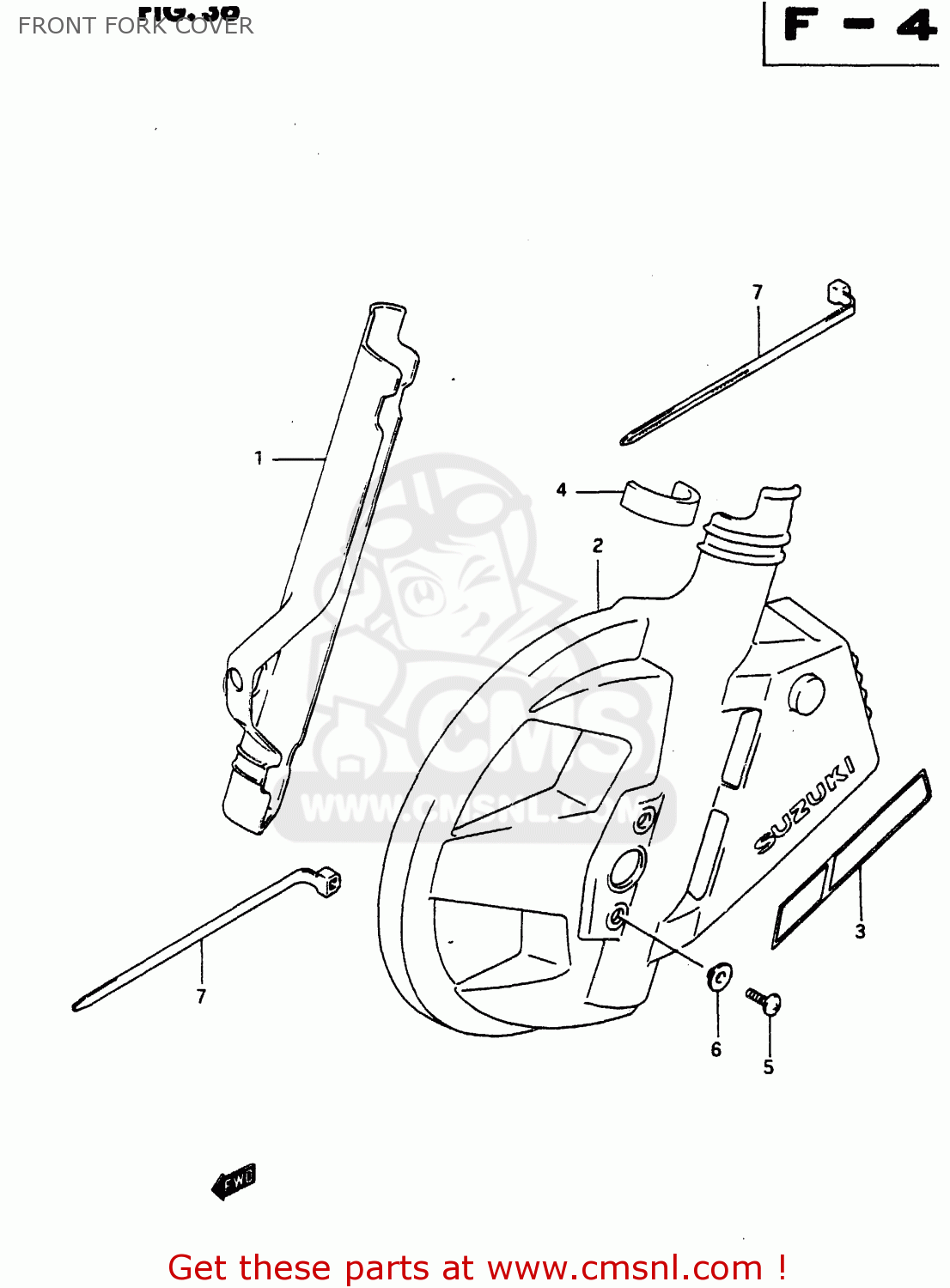 FRONT FORK COVER DR650RU 1990 (L) WGERMANY AUSTRALIA (E22 E24)