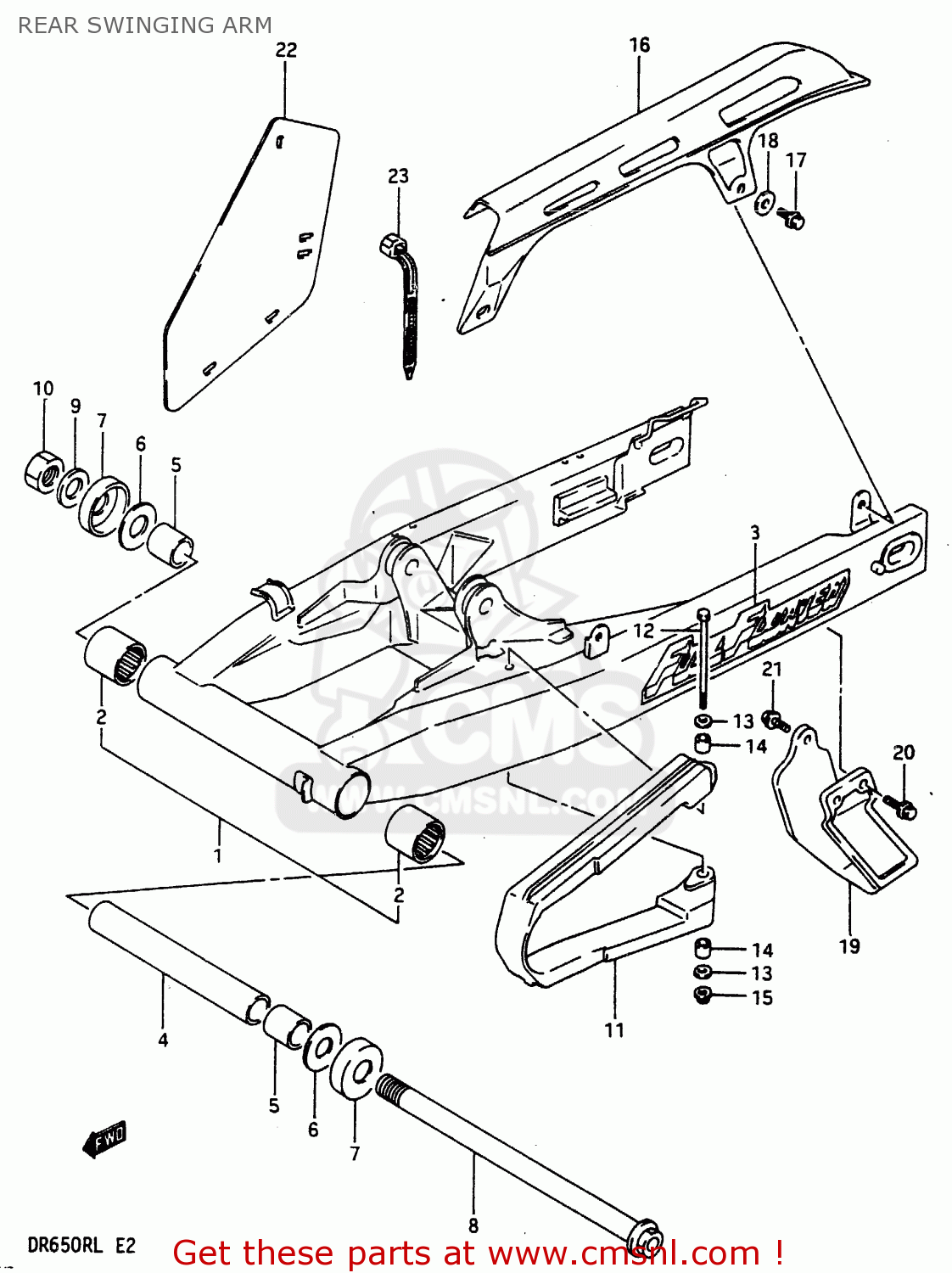 REAR SWINGING ARM DR650RU 1990 (L) WGERMANY AUSTRALIA (E22 E24)