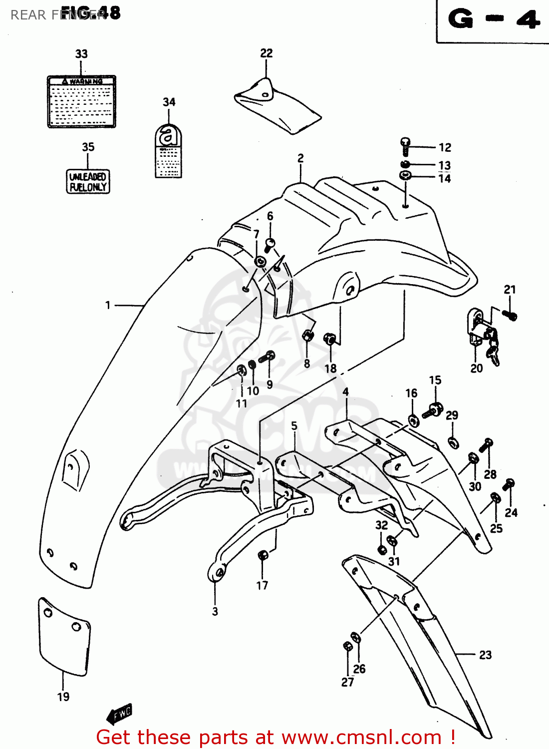 REAR FENDER DR650RU 1990 (L) WGERMANY AUSTRALIA (E22 E24)