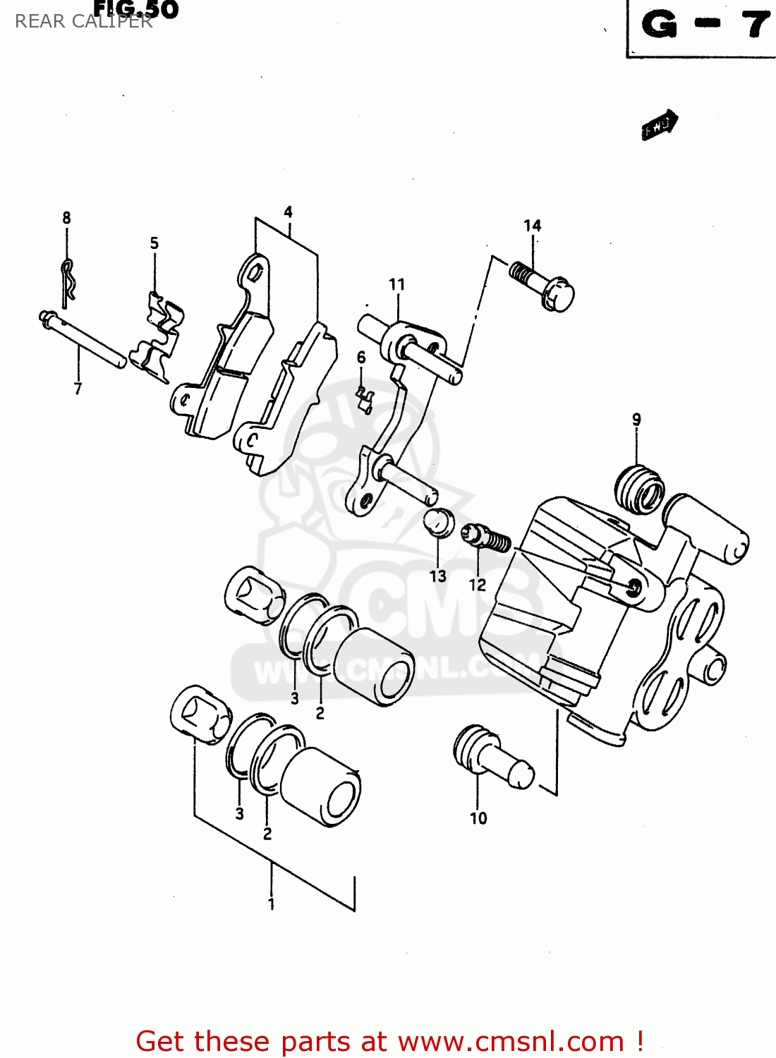 REAR CALIPER DR650RU 1990 (L) WGERMANY AUSTRALIA (E22 E24)