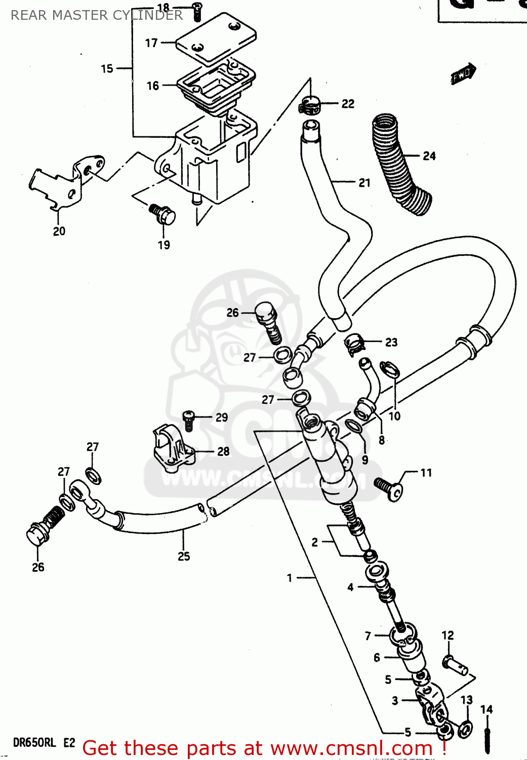 REAR MASTER CYLINDER DR650RU 1990 (L) WGERMANY AUSTRALIA (E22 E24)