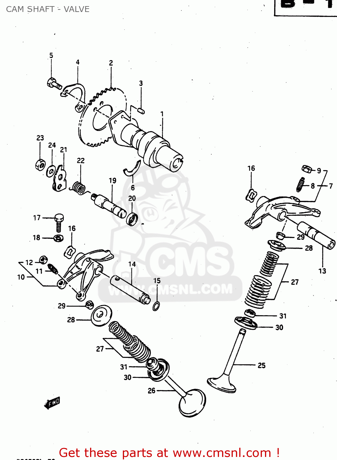 CAM SHAFT - VALVE DR650RU 1990 (L) WGERMANY AUSTRALIA (E22 E24)