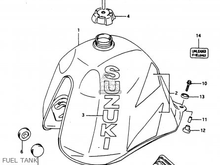 FUEL TANK - DR650RU 1990 (L) WGERMANY AUSTRALIA (E22 E24)