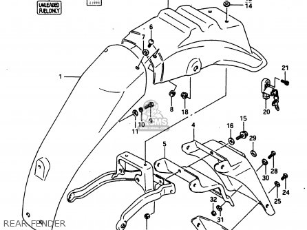 REAR FENDER - DR650RU 1990 (L) WGERMANY AUSTRALIA (E22 E24)