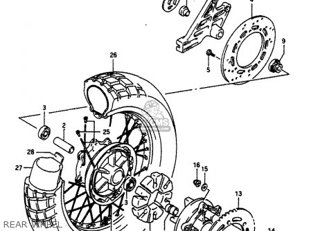 REAR WHEEL - DR650RU 1990 (L) WGERMANY AUSTRALIA (E22 E24)