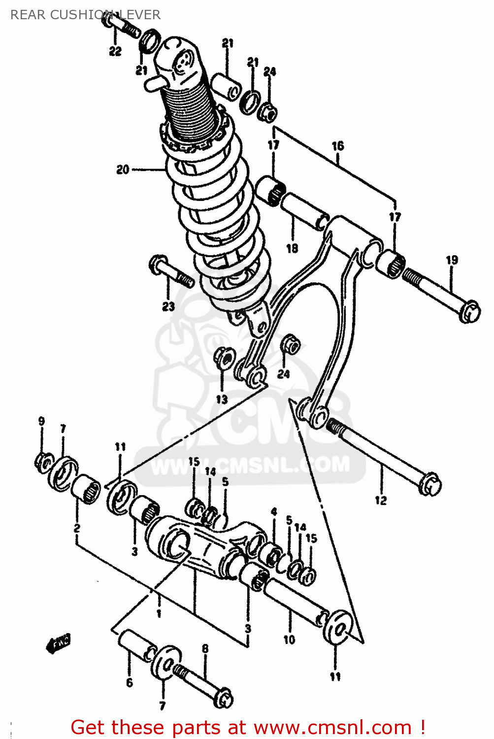 REAR CUSHION LEVER DR650RU 1992 (N) GERMANY (E22)