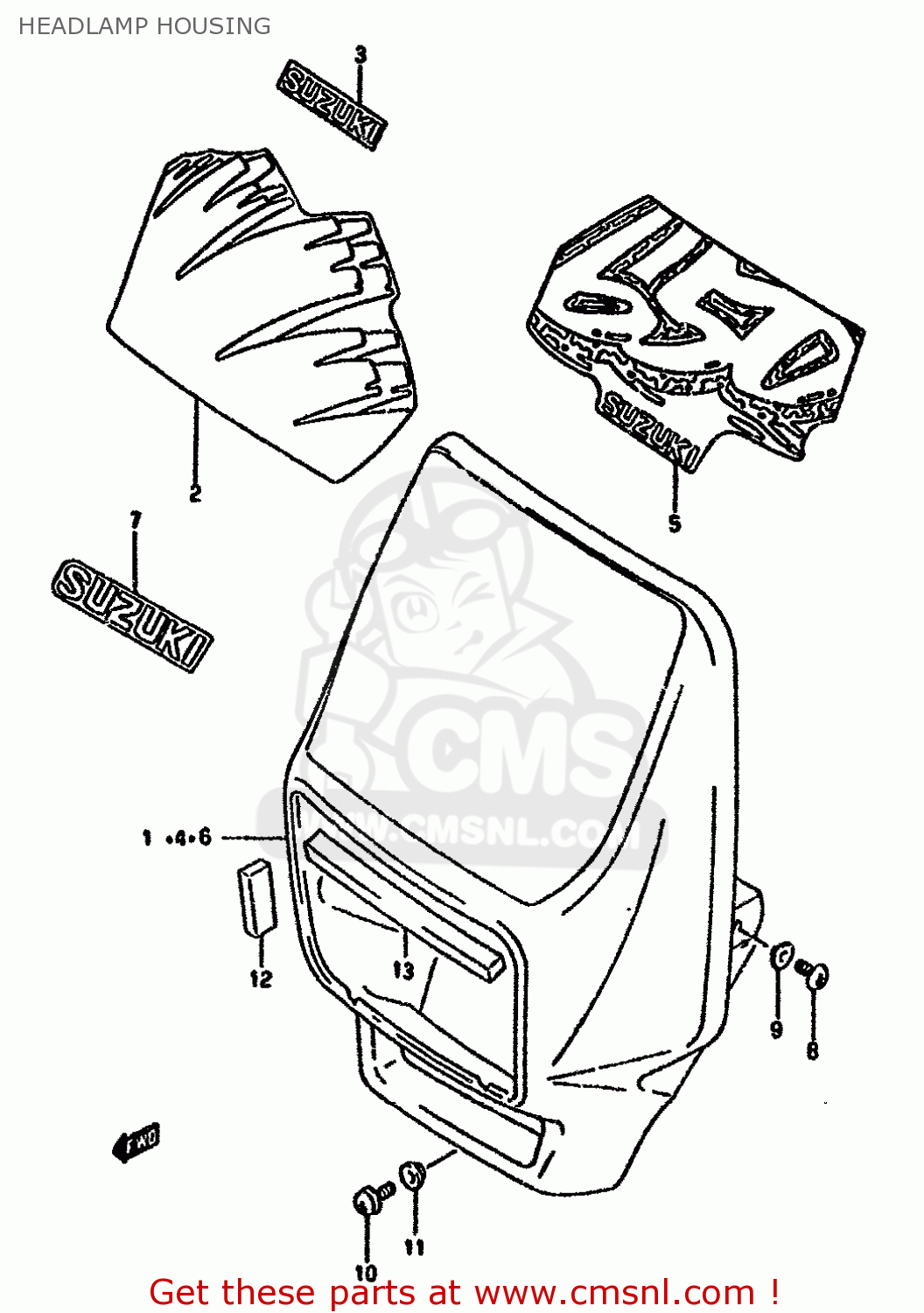 HEADLAMP HOUSING DR650RU 1994 (R) GERMANY (E22)
