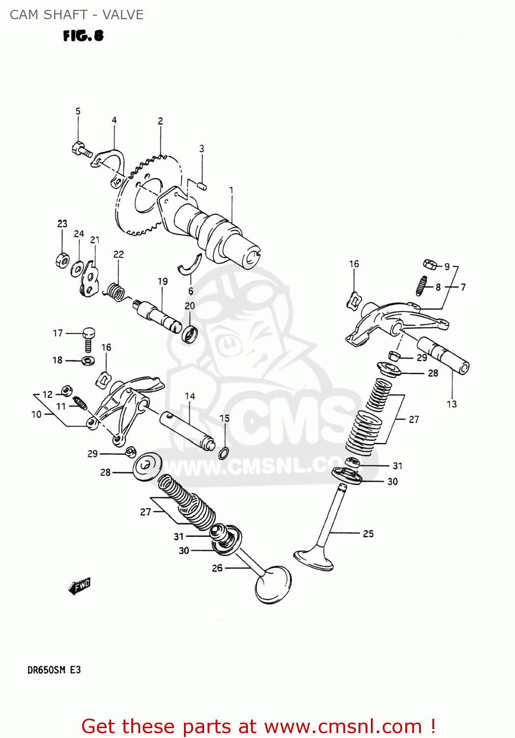 CAM SHAFT - VALVE DR650S 1990 (L) USA (E03)