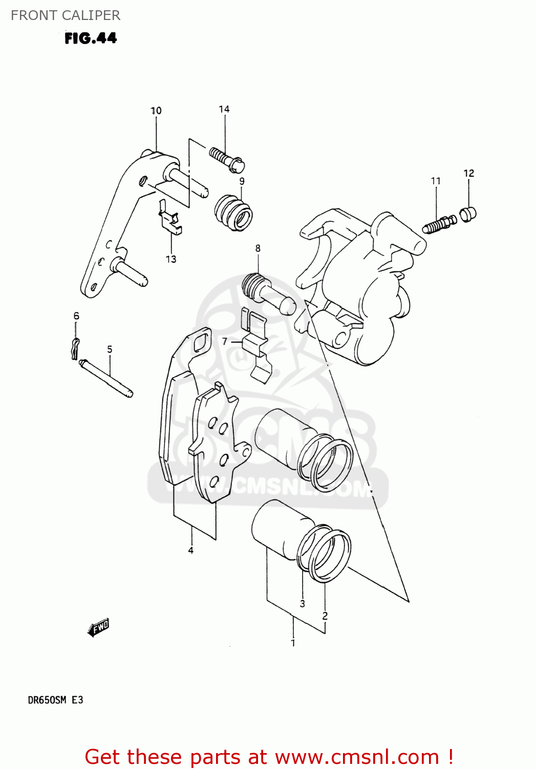 FRONT CALIPER DR650S 1990 (L) USA (E03)