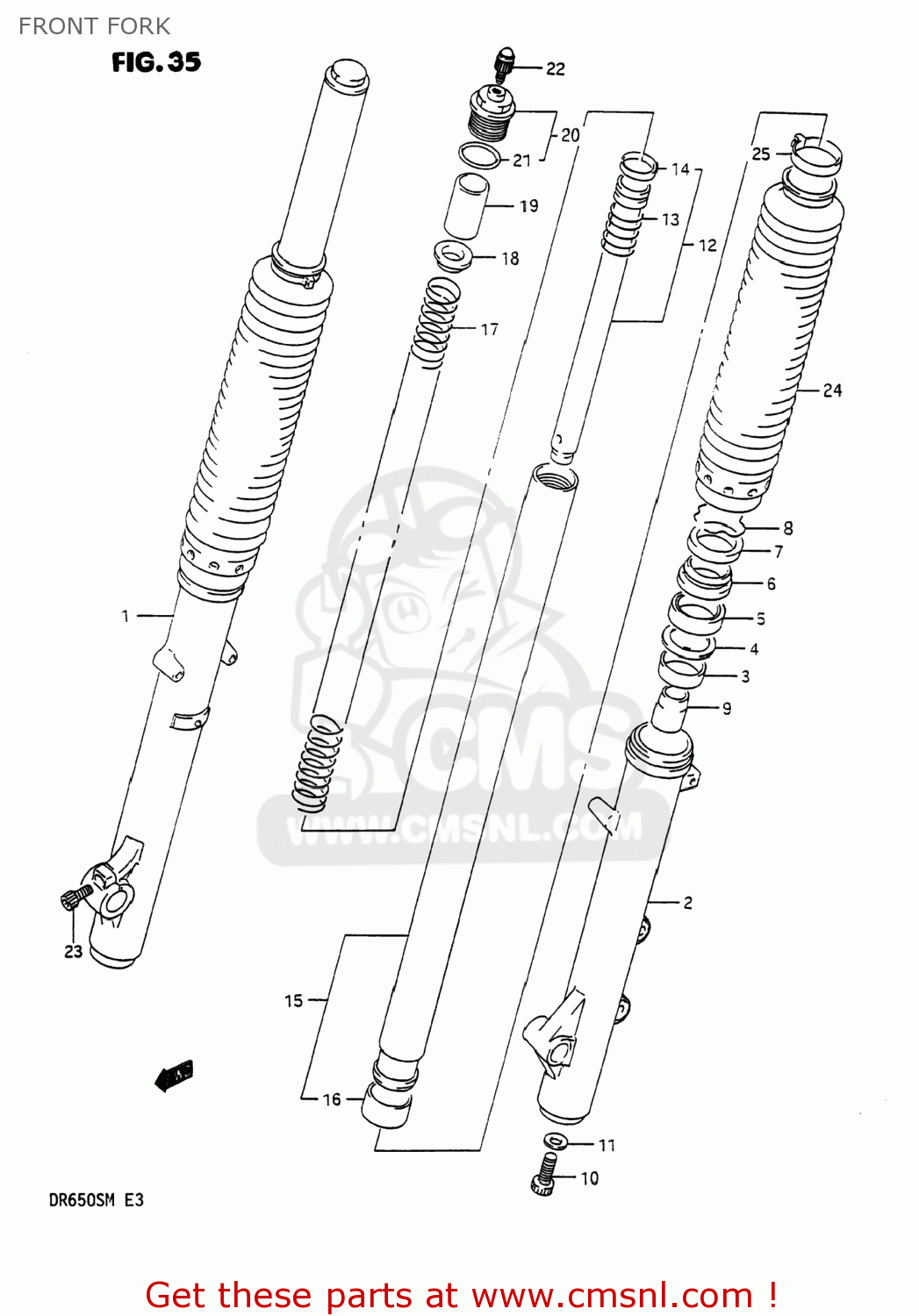 FRONT FORK DR650S 1990 (L) USA (E03)