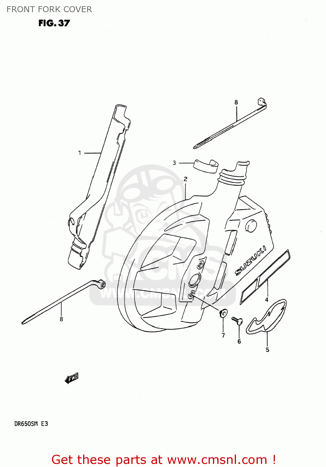 FRONT FORK COVER DR650S 1990 (L) USA (E03)