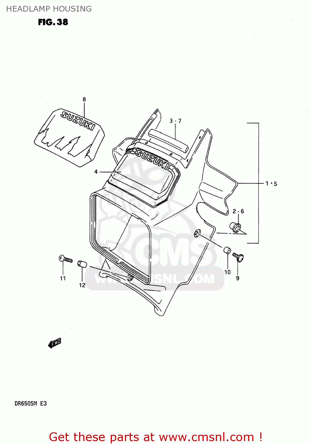 HEADLAMP HOUSING DR650S 1990 (L) USA (E03)