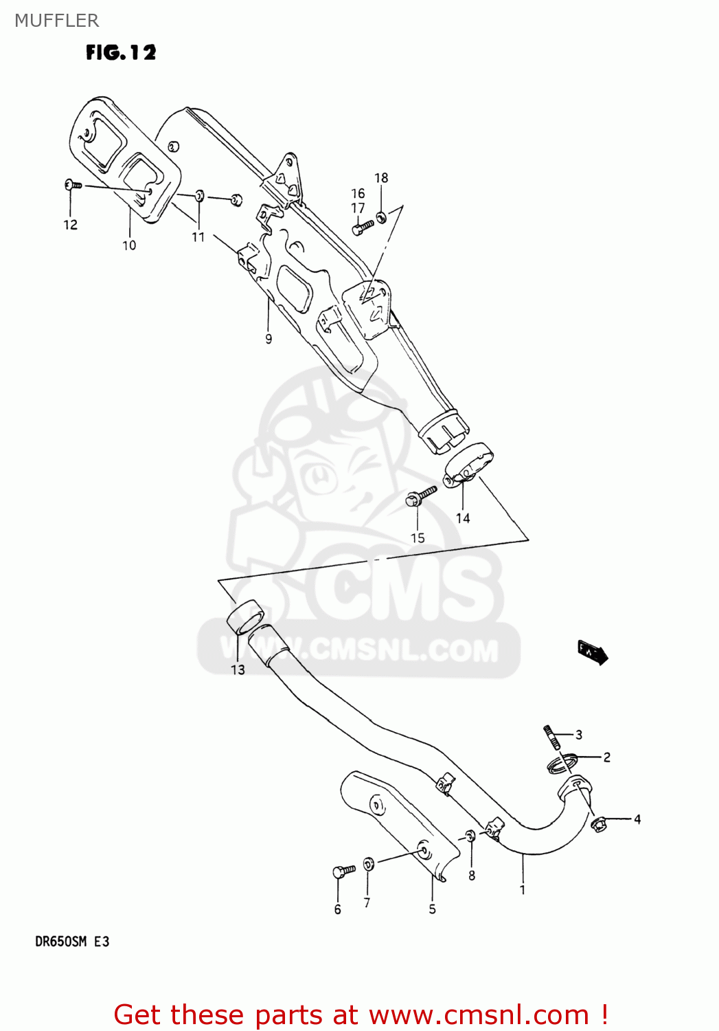 MUFFLER DR650S 1990 (L) USA (E03)
