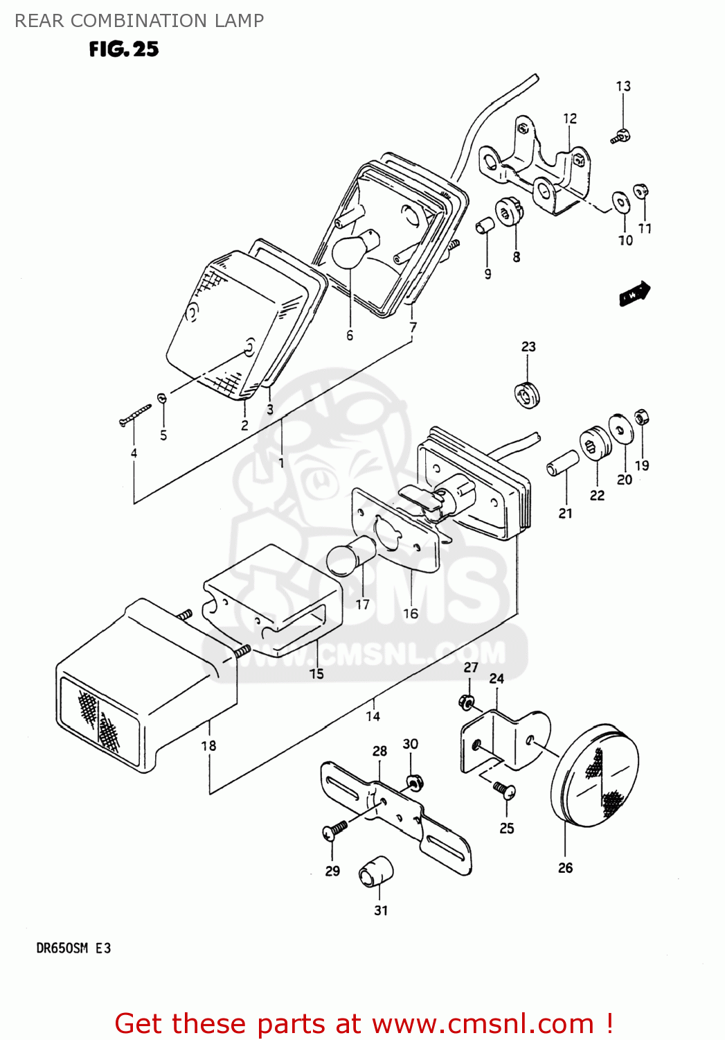 REAR COMBINATION LAMP DR650S 1990 (L) USA (E03)