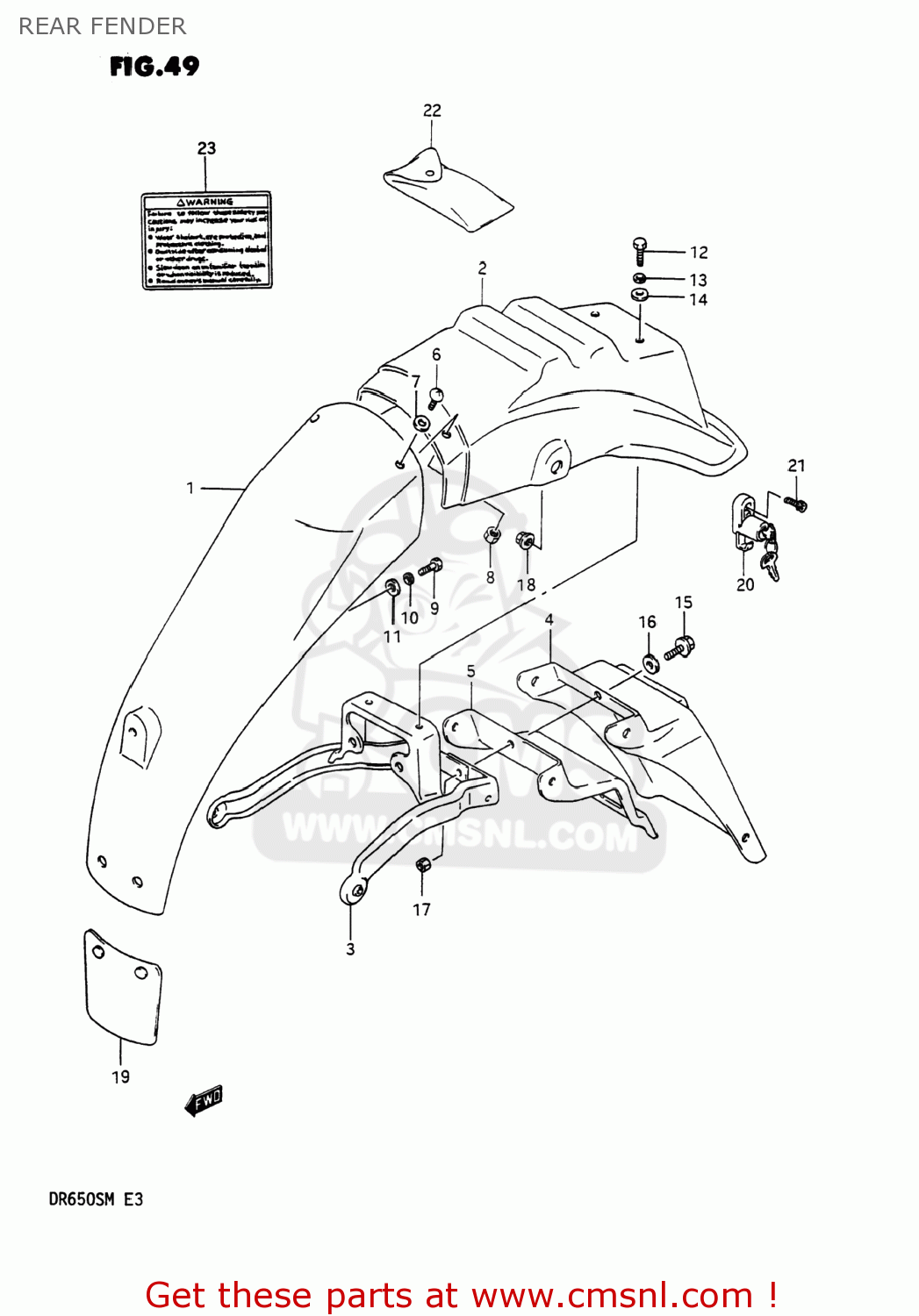 REAR FENDER DR650S 1990 (L) USA (E03)