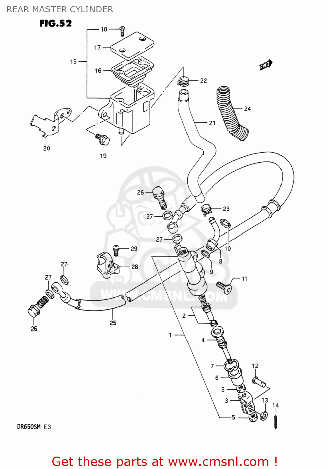 REAR MASTER CYLINDER DR650S 1990 (L) USA (E03)