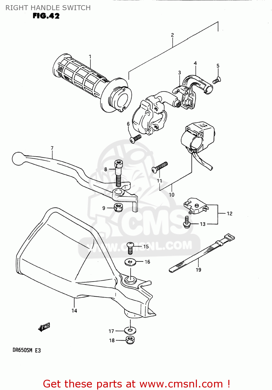 RIGHT HANDLE SWITCH DR650S 1990 (L) USA (E03)