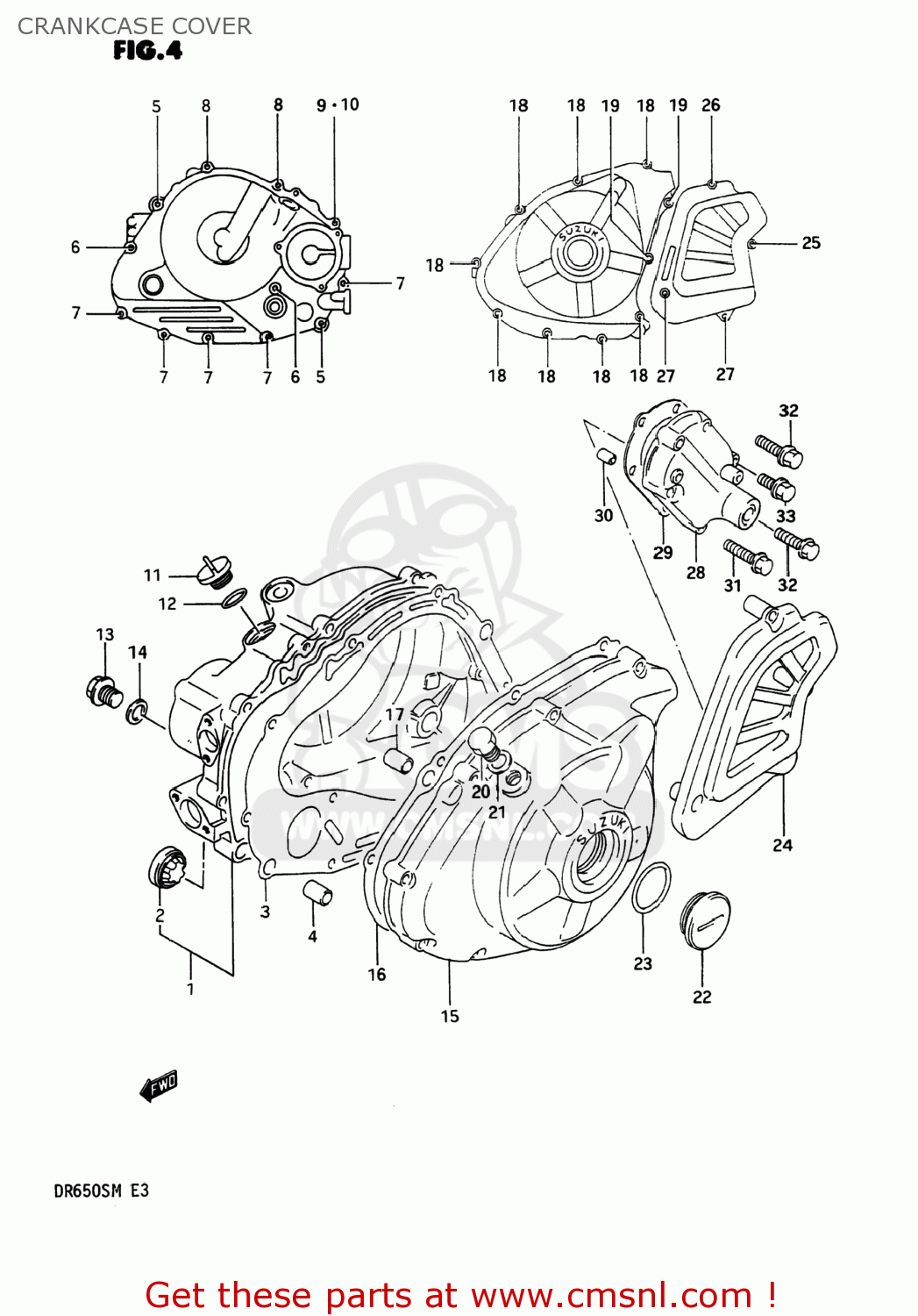 CRANKCASE COVER DR650S 1991 (M) USA (E03)