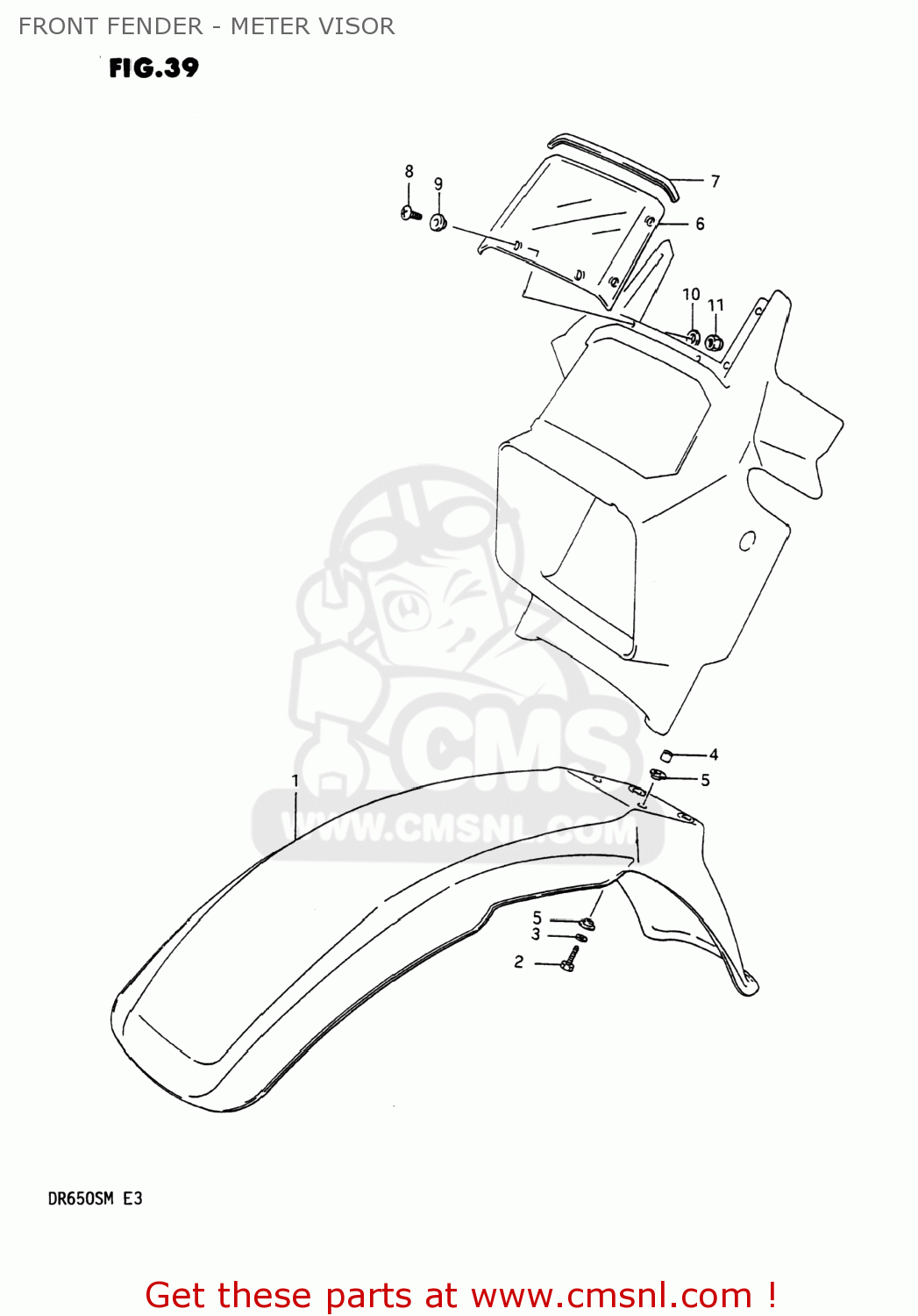 FRONT FENDER - METER VISOR DR650S 1991 (M) USA (E03)