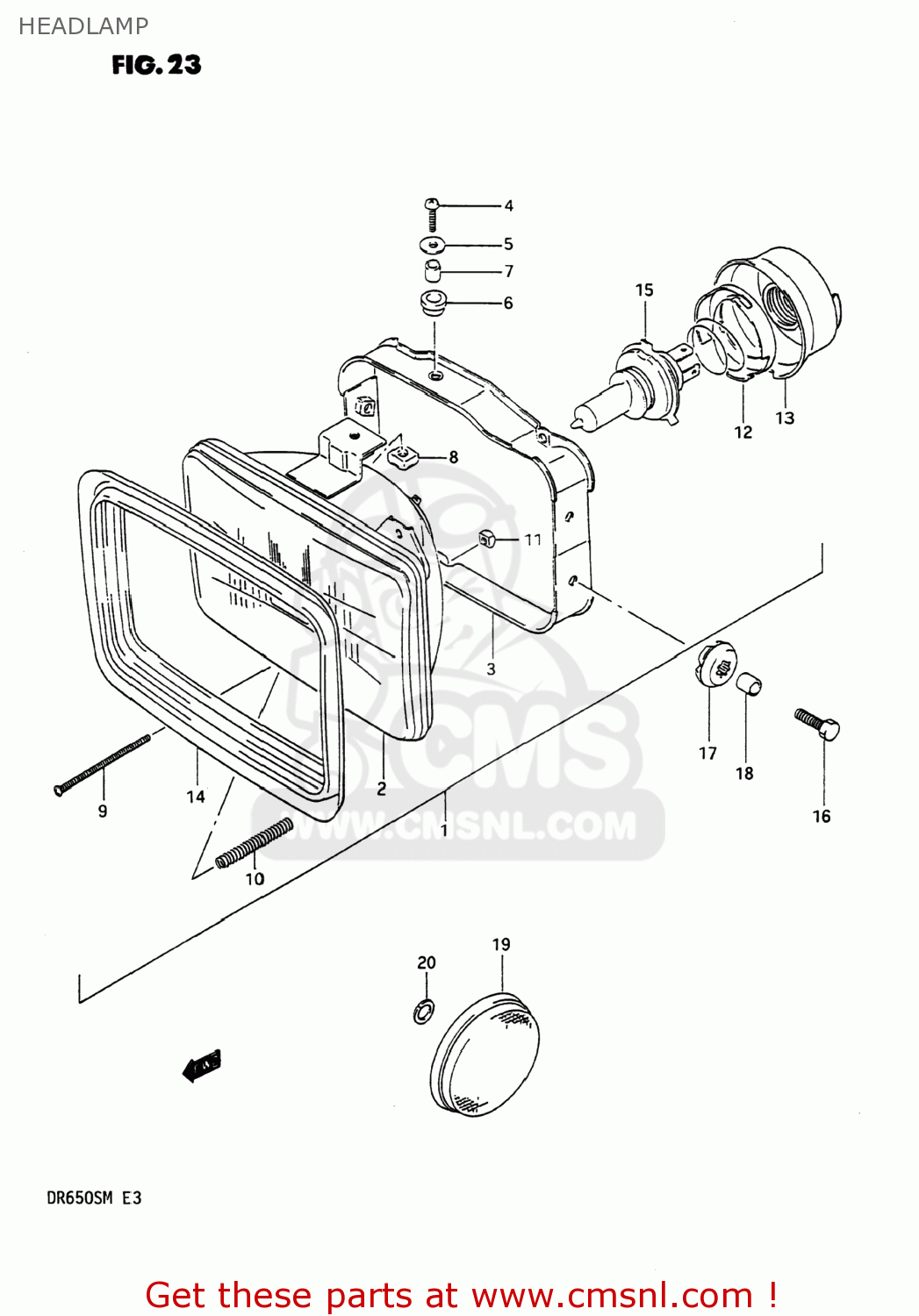 HEADLAMP DR650S 1991 (M) USA (E03)
