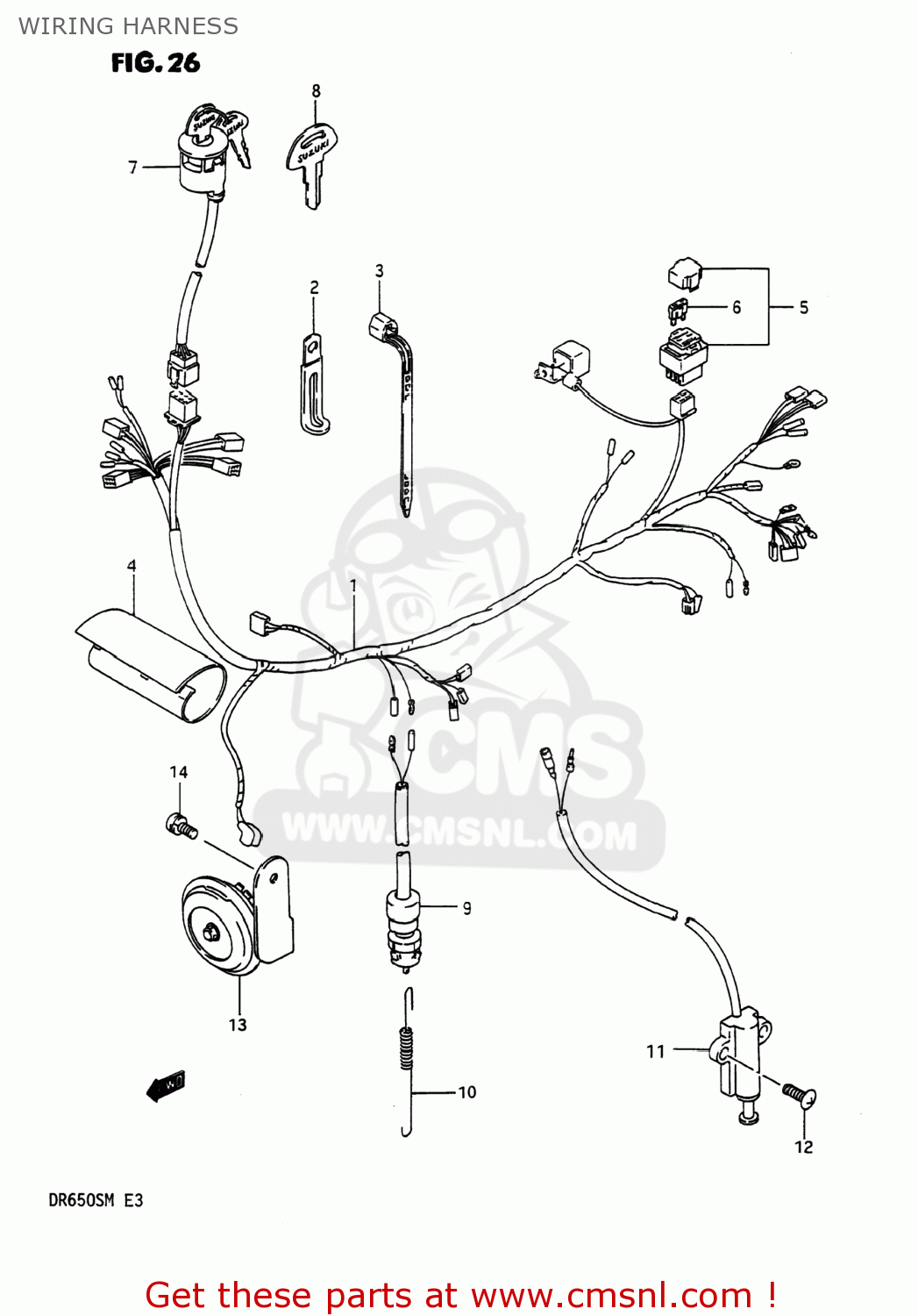 WIRING HARNESS DR650S 1991 (M) USA (E03)