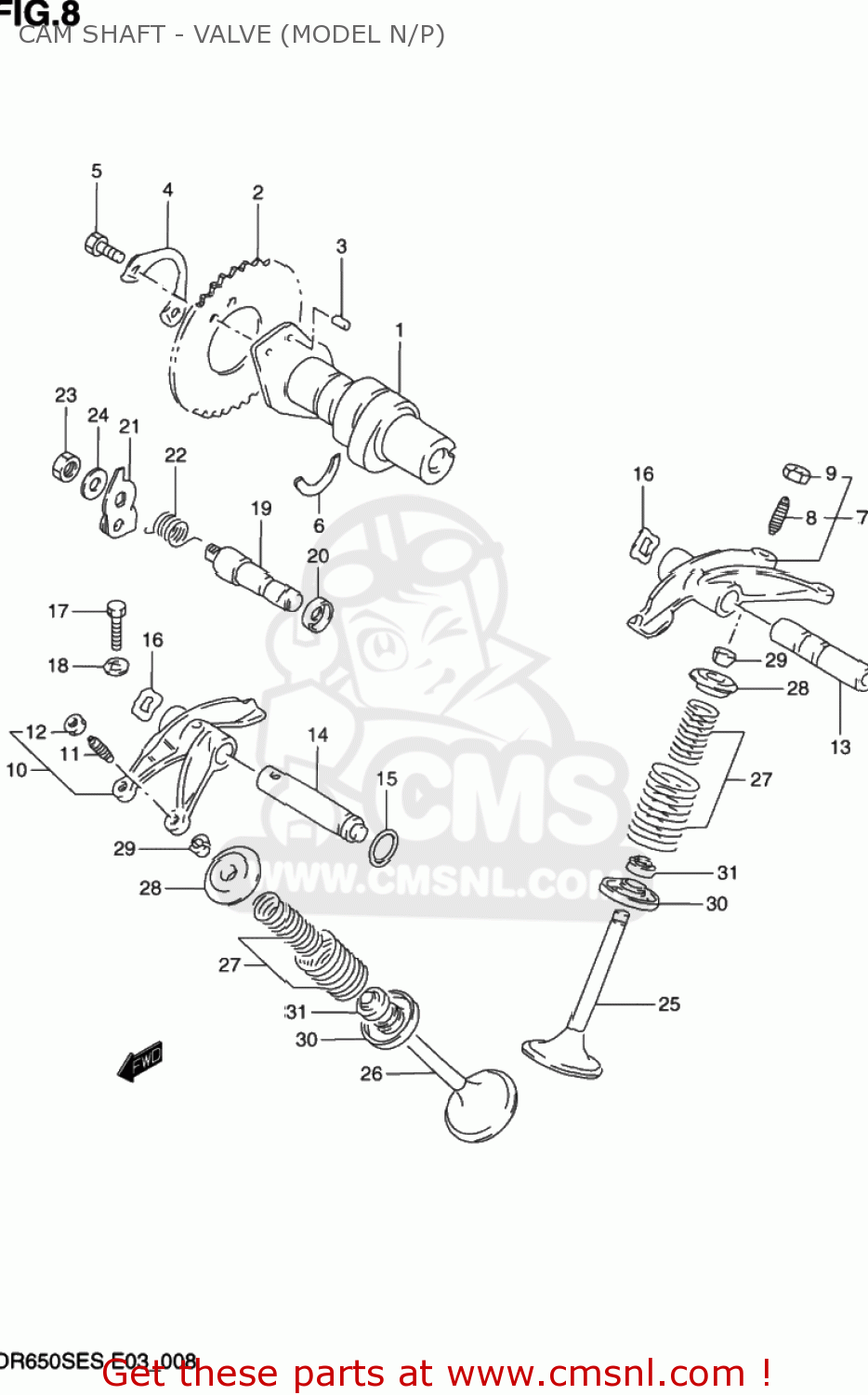 CAM SHAFT - VALVE (MODEL N/P) DR650SE 1992 (N) USA (E03)