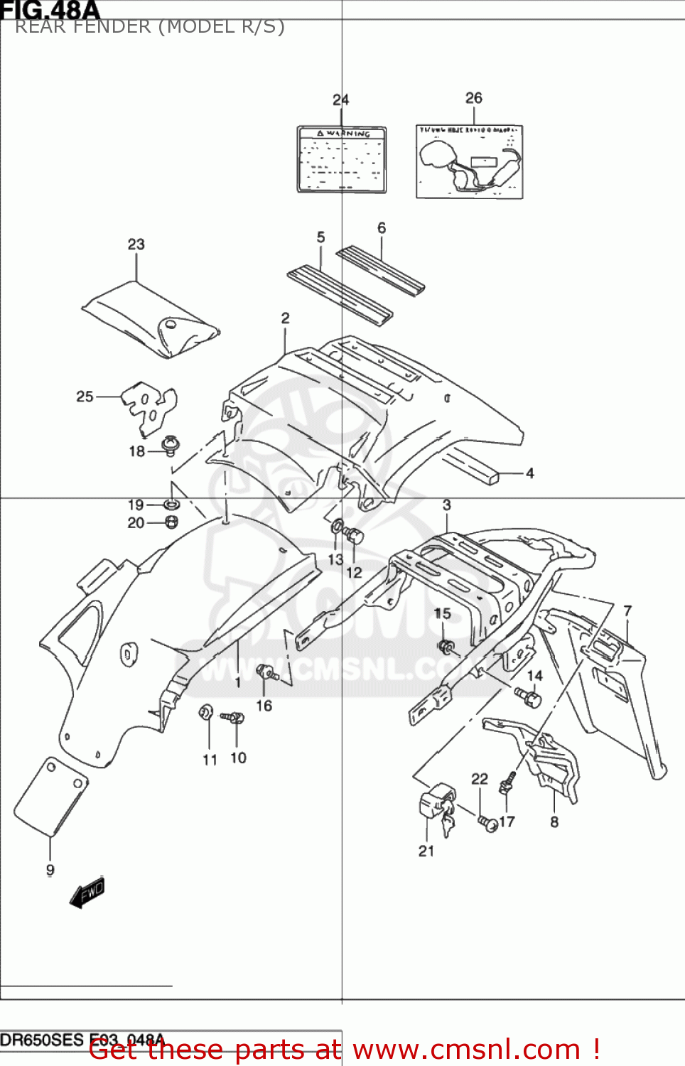 REAR FENDER (MODEL R/S) DR650SE 1992 (N) USA (E03)