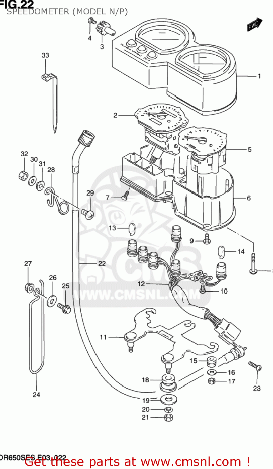 SPEEDOMETER (MODEL N/P) DR650SE 1992 (N) USA (E03)