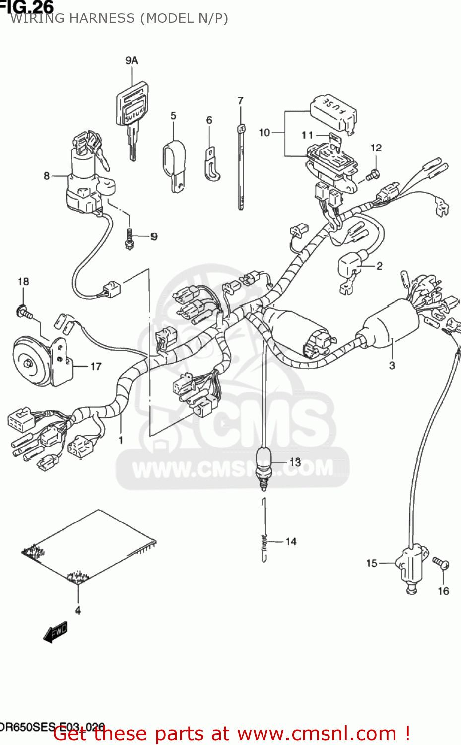 WIRING HARNESS (MODEL N/P) DR650SE 1992 (N) USA (E03)