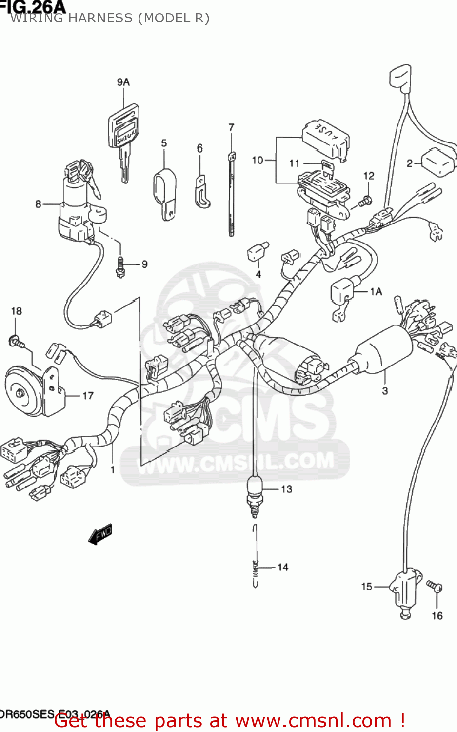 WIRING HARNESS (MODEL R) DR650SE 1992 (N) USA (E03)