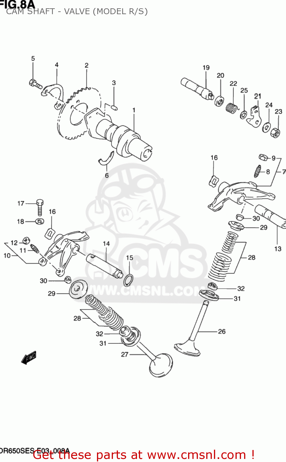 CAM SHAFT - VALVE (MODEL R/S) DR650SE 1993 (P) USA (E03)
