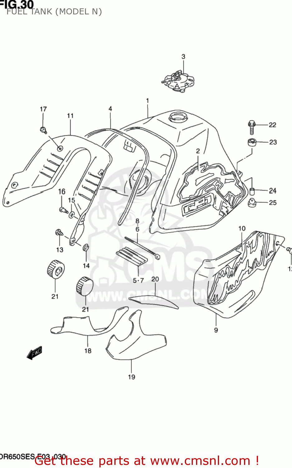 FUEL TANK (MODEL N) DR650SE 1993 (P) USA (E03)