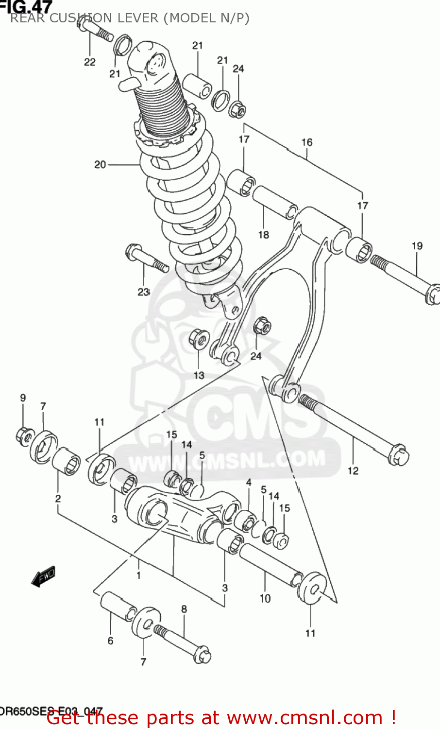 REAR CUSHION LEVER (MODEL N/P) DR650SE 1993 (P) USA (E03)