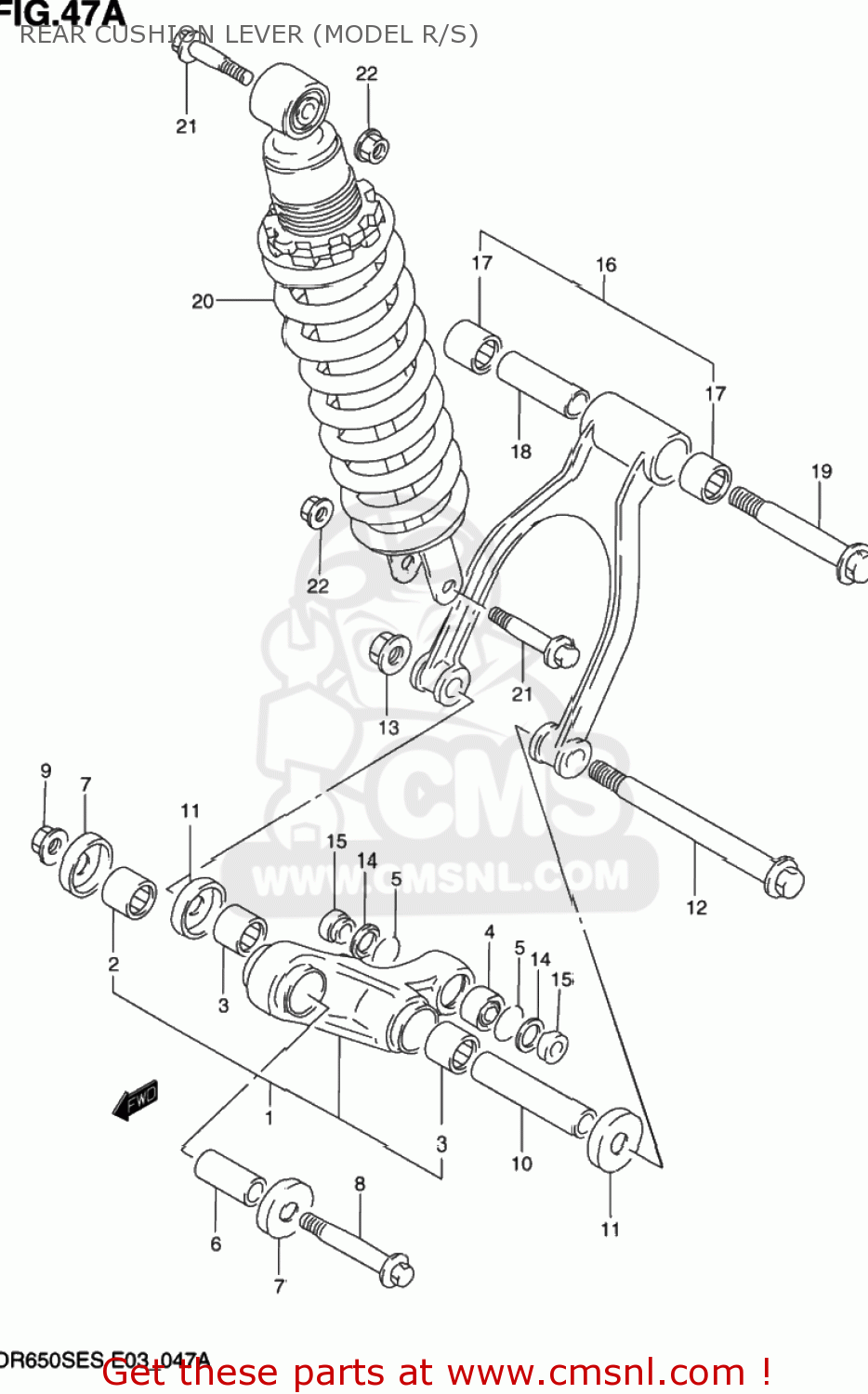 REAR CUSHION LEVER (MODEL R/S) DR650SE 1993 (P) USA (E03)