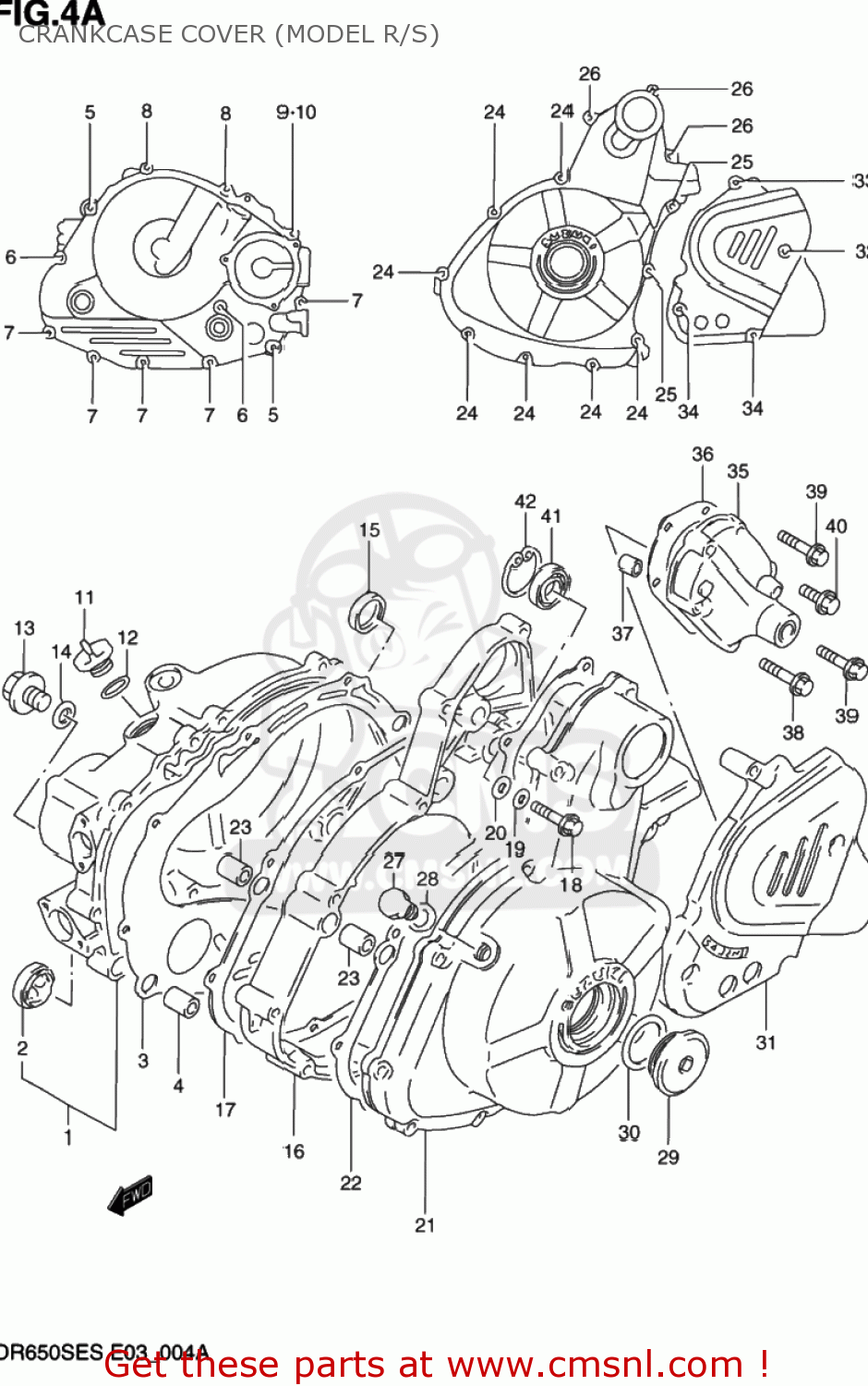 CRANKCASE COVER (MODEL R/S) DR650SE 1994 (R) USA (E03)