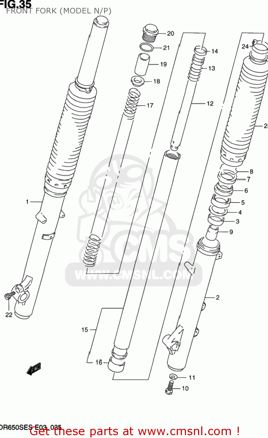 FRONT FORK (MODEL N/P) DR650SE 1994 (R) USA (E03)