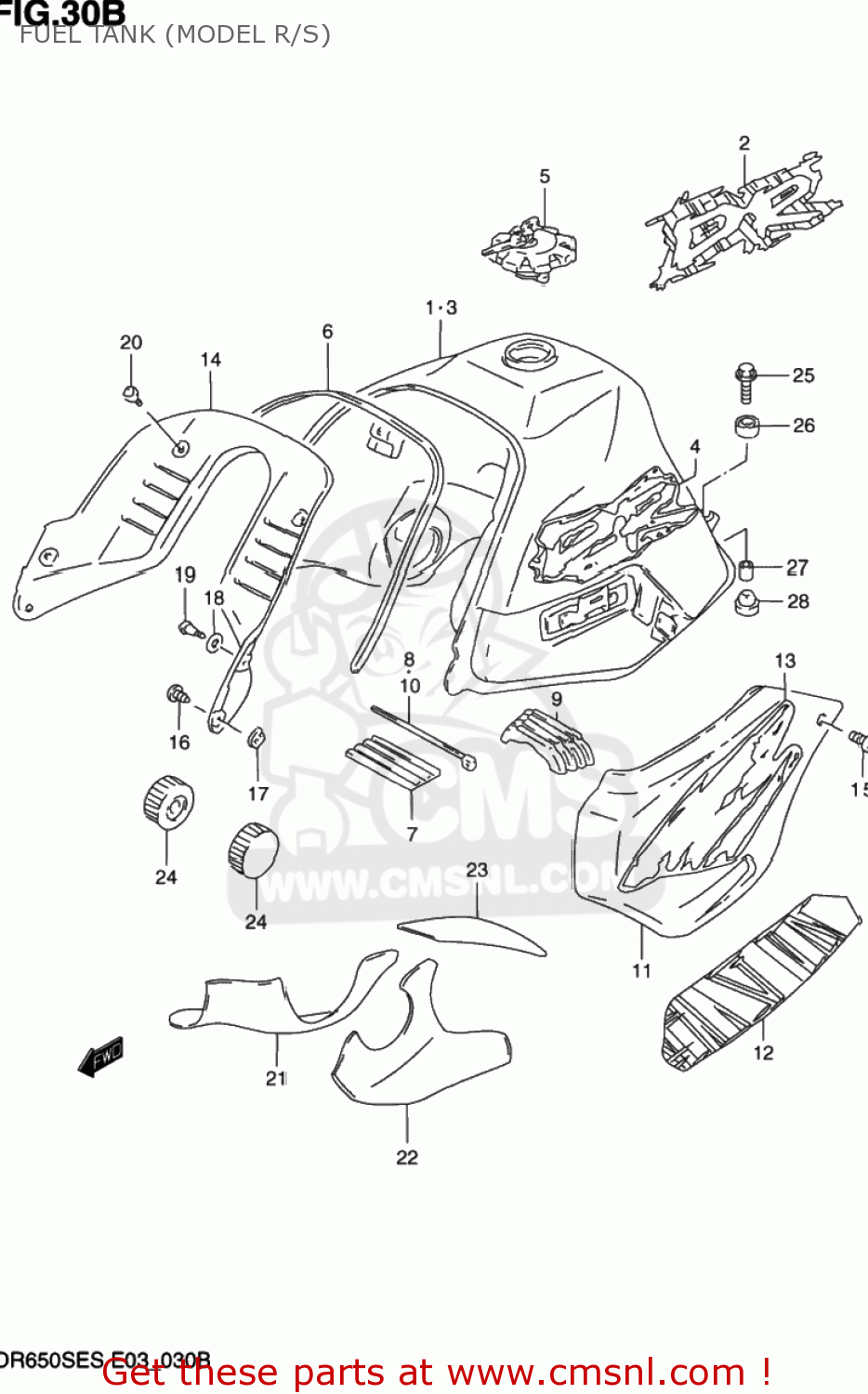 FUEL TANK (MODEL R/S) DR650SE 1994 (R) USA (E03)