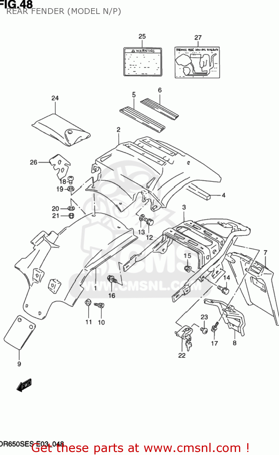 REAR FENDER (MODEL N/P) DR650SE 1994 (R) USA (E03)