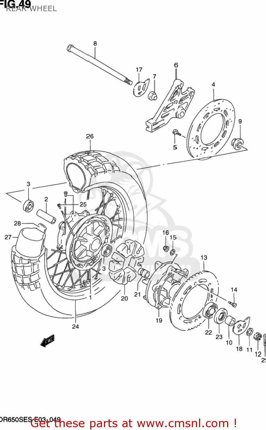 REAR WHEEL DR650SE 1994 (R) USA (E03)