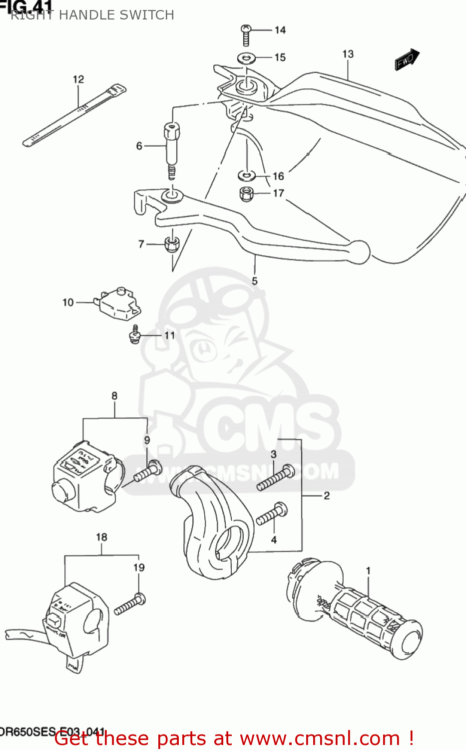 RIGHT HANDLE SWITCH DR650SE 1994 (R) USA (E03)