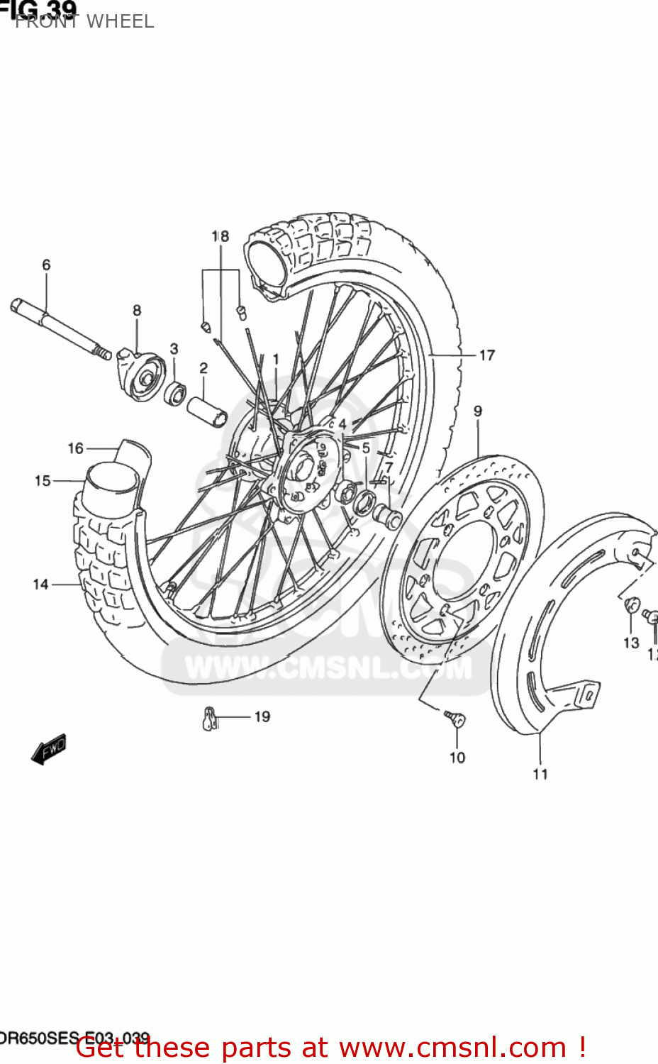 FRONT WHEEL DR650SE 1995 (S) USA (E03)