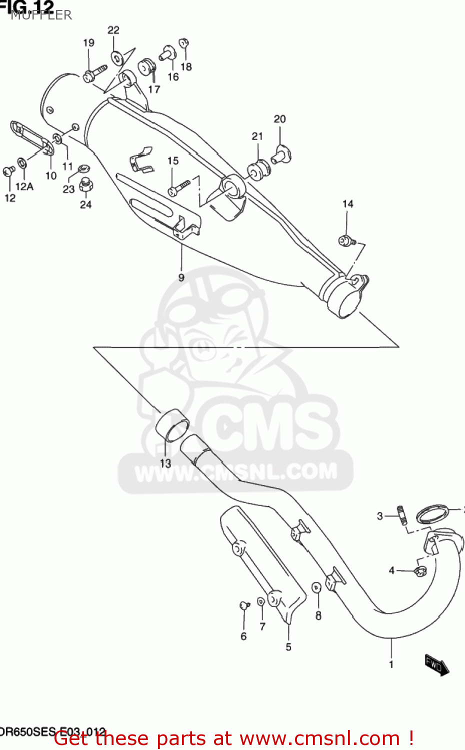 MUFFLER DR650SE 1995 (S) USA (E03)