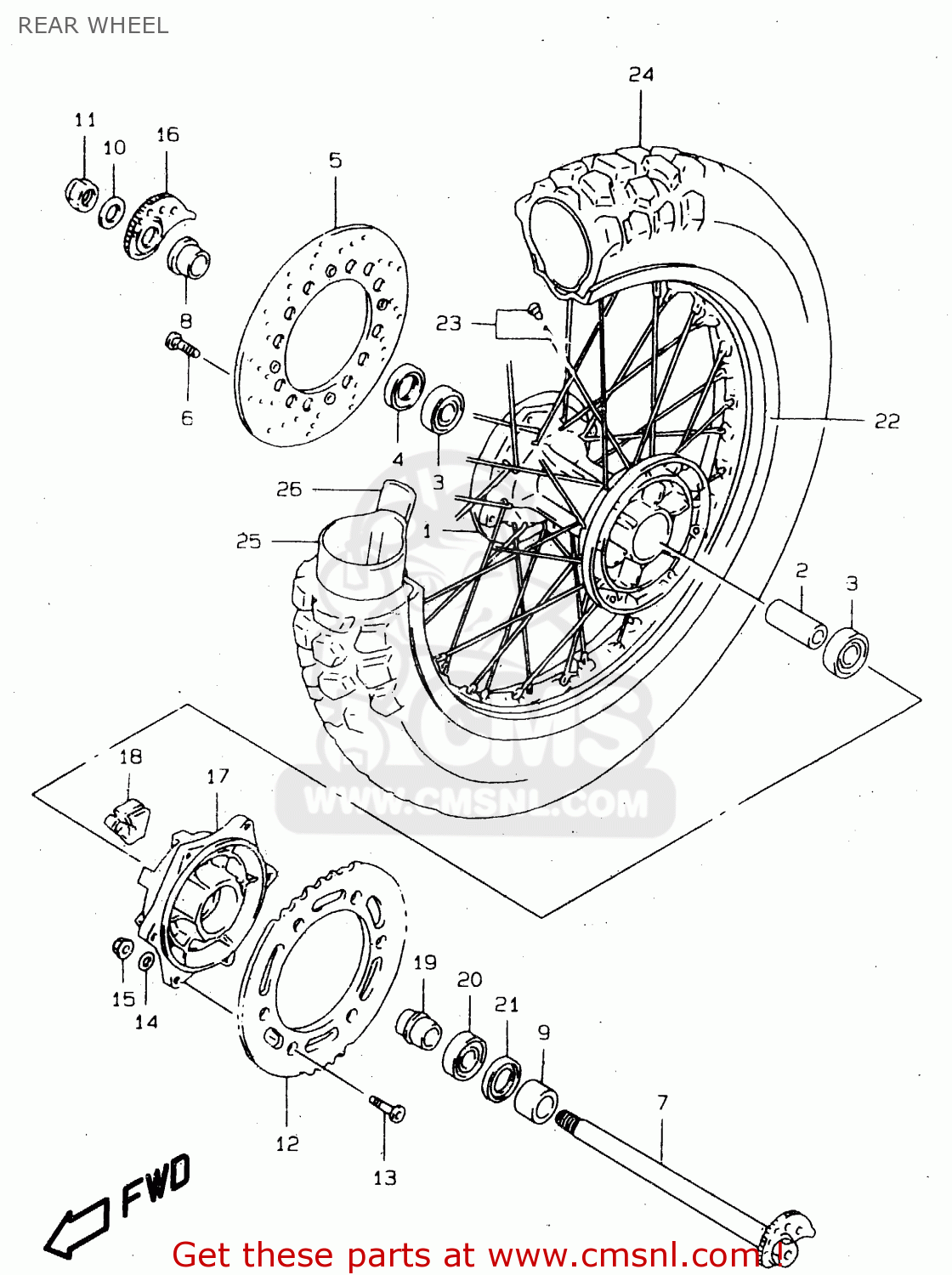 REAR WHEEL DR650SE 1996 (T) (E02 E04 E17 E18 E22 E24 E34 E37) P37