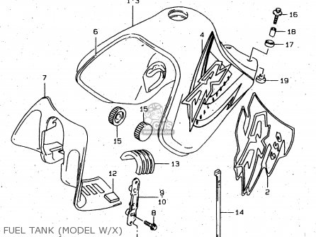 FUEL TANK (MODEL W/X) - DR650SE 1996 (T) (E02 E04 E17 E18 E22 E24 E34 E37) P37