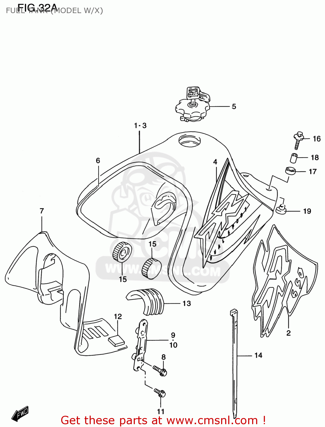 FUEL TANK (MODEL W/X) DR650SE 1996 (T) USA (E03)