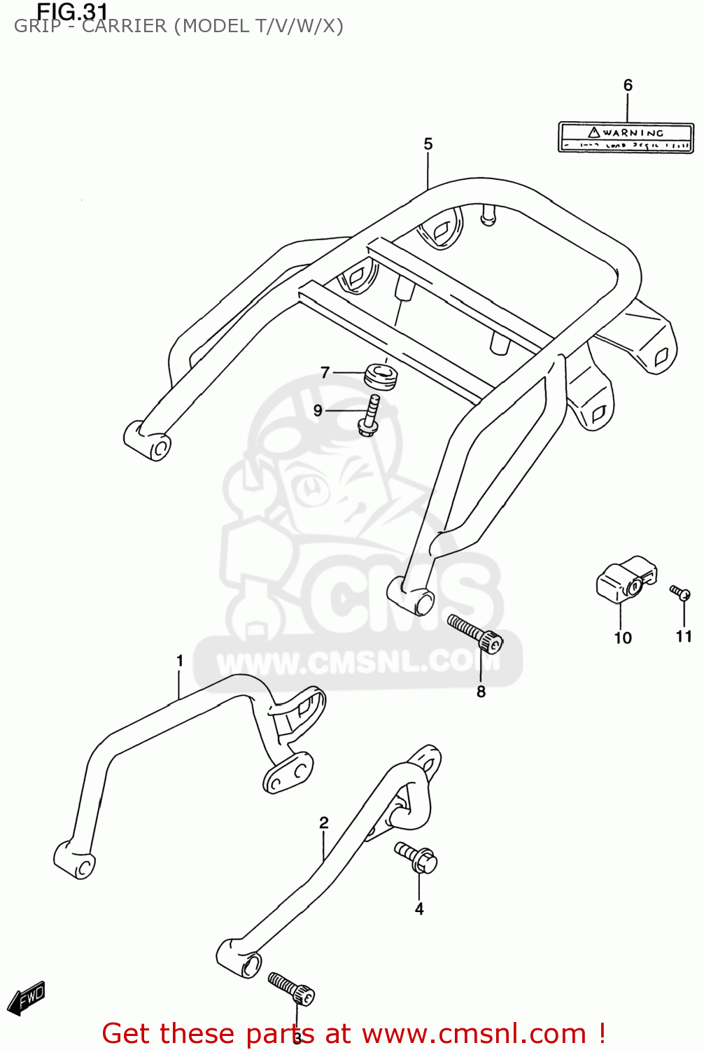 GRIP - CARRIER (MODEL T/V/W/X) DR650SE 1996 (T) USA (E03)
