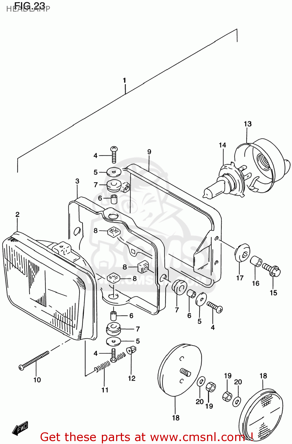 HEADLAMP DR650SE 1996 (T) USA (E03)